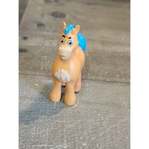 Mini brown horse horns blue toy figure